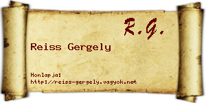 Reiss Gergely névjegykártya
